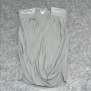 Helmut Lang Grey Draped V-Neck Sleeveless Camisole